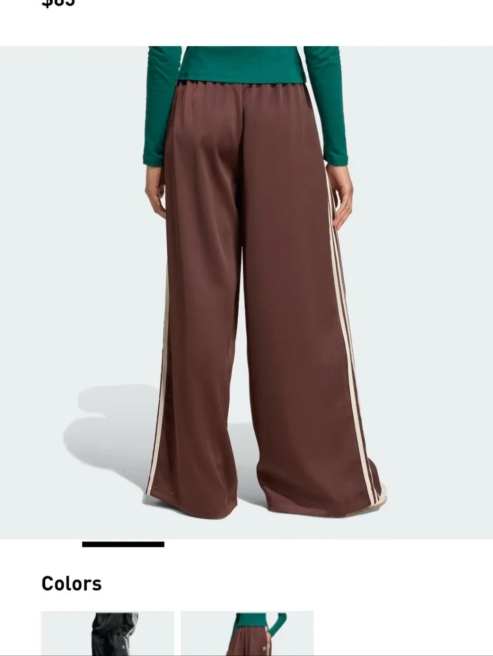 NWT ADIDAS SATIN WIDE LEG PANTS - Picture 2 of 5